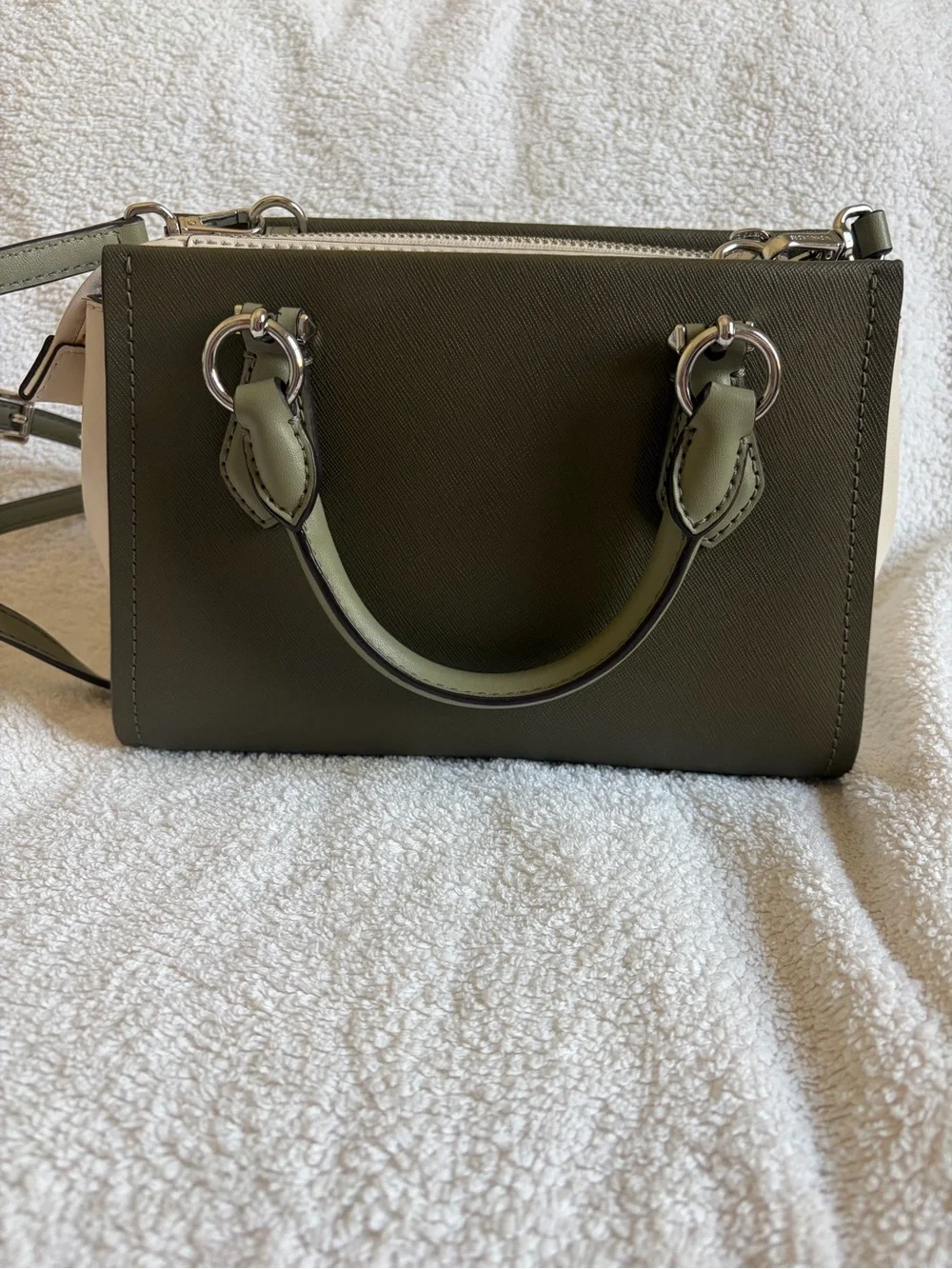 MICHAEL Michael Kors Olive Green Saffiano Mini Satchel with Crossbody Strap